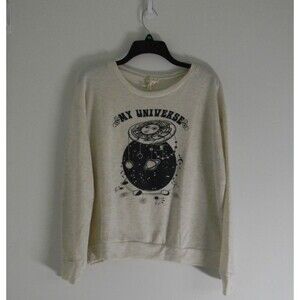 Hem & Thread Cream Sweatshirt Lightweight Space Sun Cosmos USA NWT